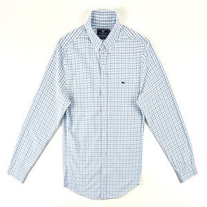 Vineyard Vines Blue Plaid Slim Fit Whale Dress Shirt
